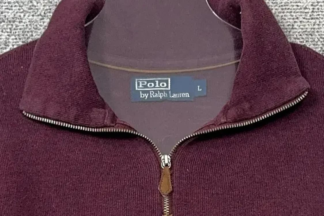 폴로 두산 버건디 반집업 코튼 니트 L 상품이미지5