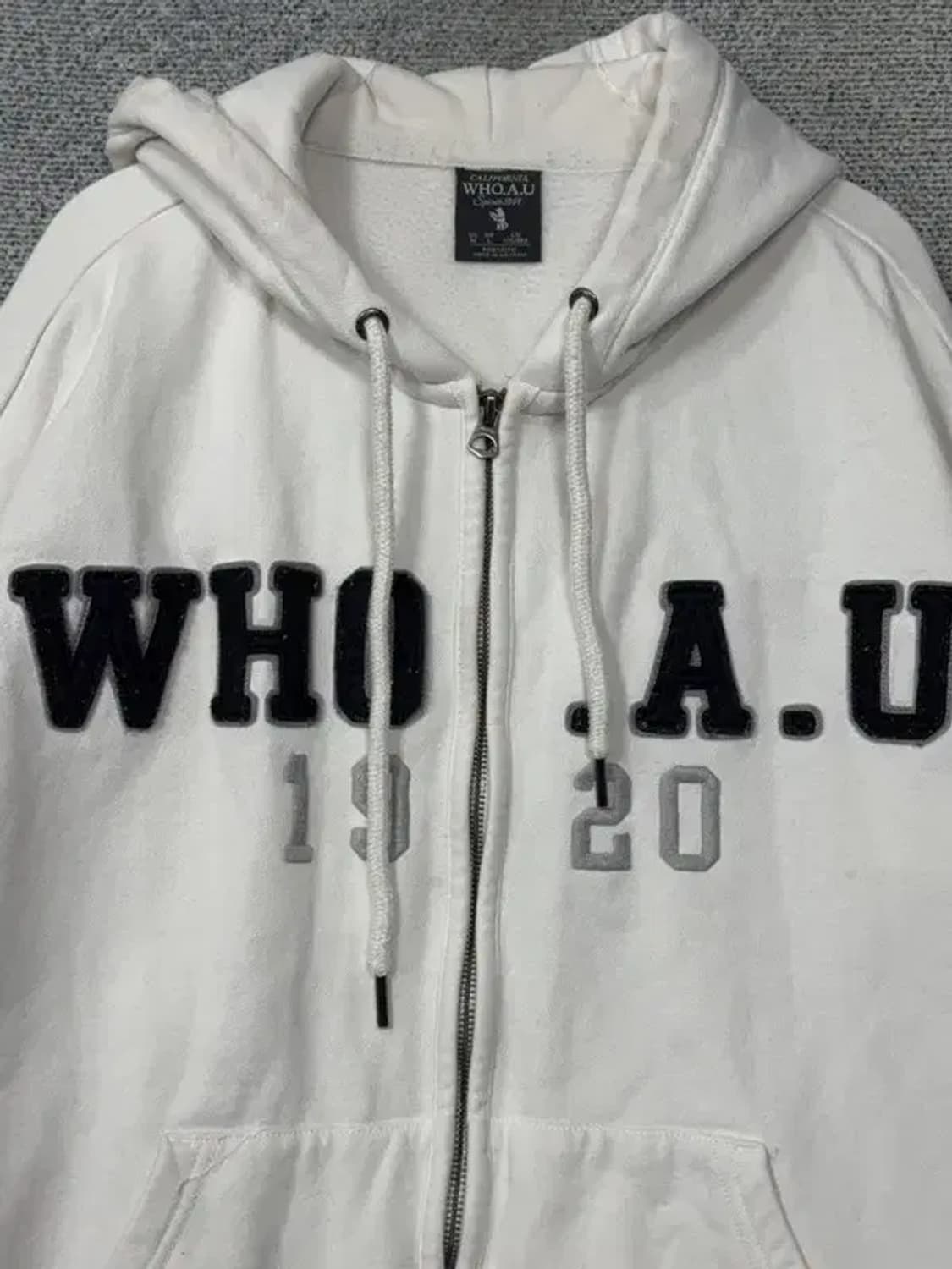 후아유 Y2K 크림 화이트 빈티지 후드집업 M 상품이미지6
