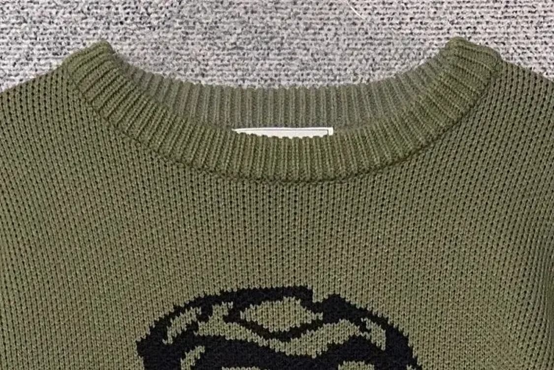 크리틱 빈티지 프린팅 카키 니트 M 상품이미지5