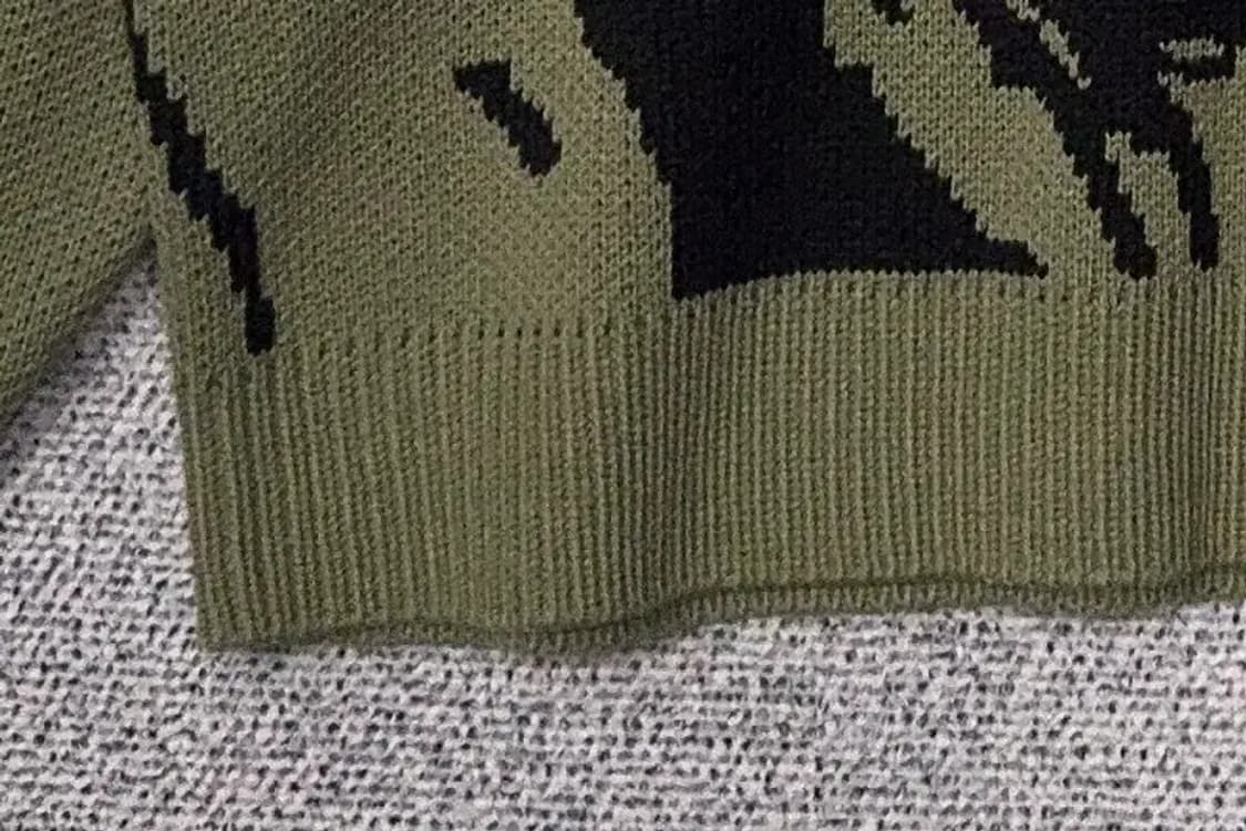 크리틱 빈티지 프린팅 카키 니트 M 상품이미지6