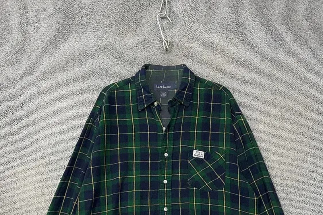 폴로 랄프로렌 그린 플란넬 빈티지 오버핏 셔츠 S 상품이미지3