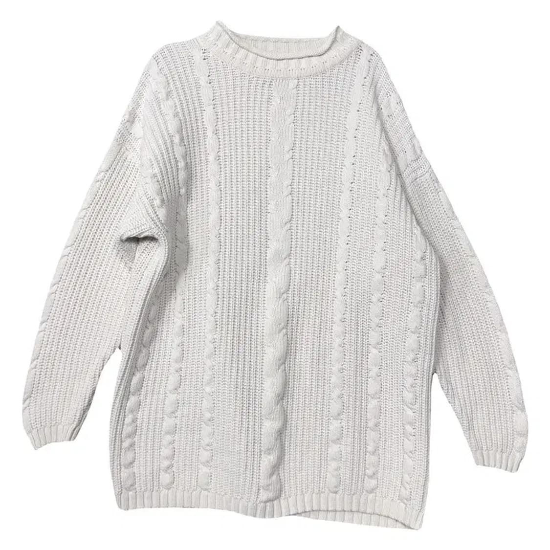 울리치 화이트 오버핏 케이블 니트 M 상품이미지1