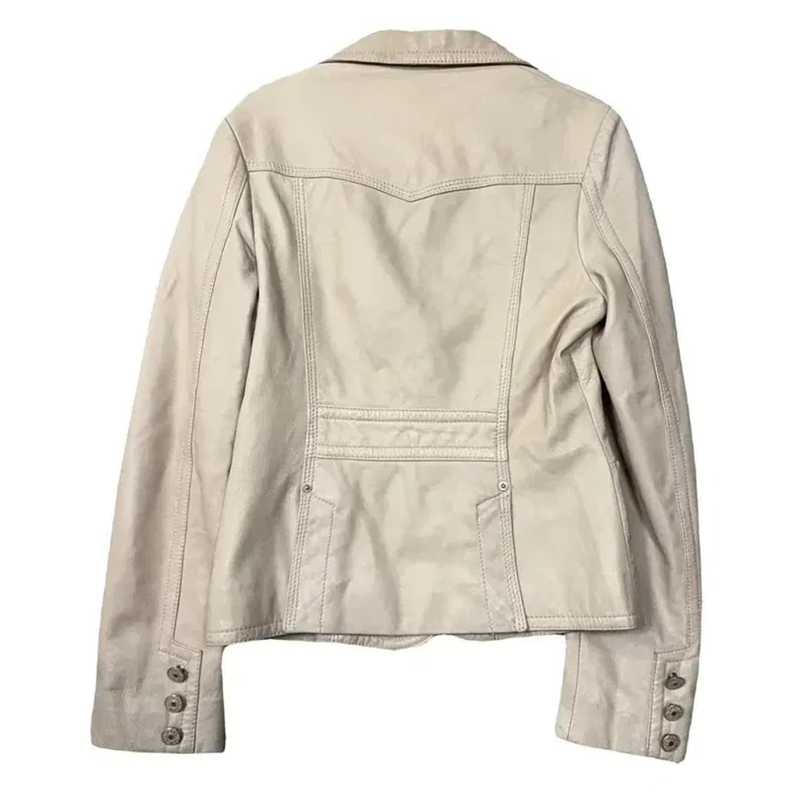 베이지 여성 클래식 가죽 블레이저 S 상품이미지2