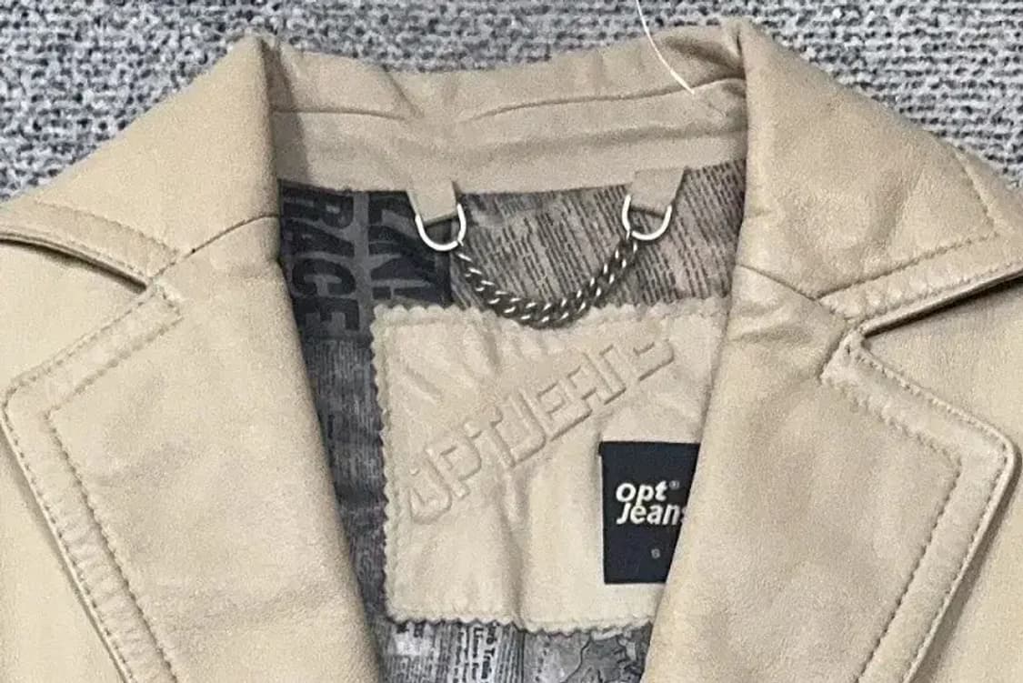 베이지 여성 클래식 가죽 블레이저 S 상품이미지5