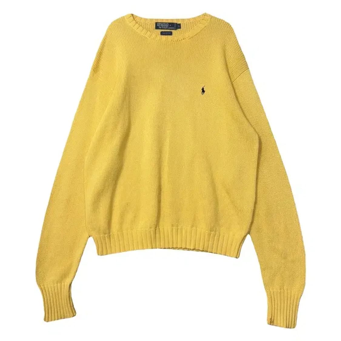 폴로 오버 핏 옐로우 코튼 니트 L 상품이미지1