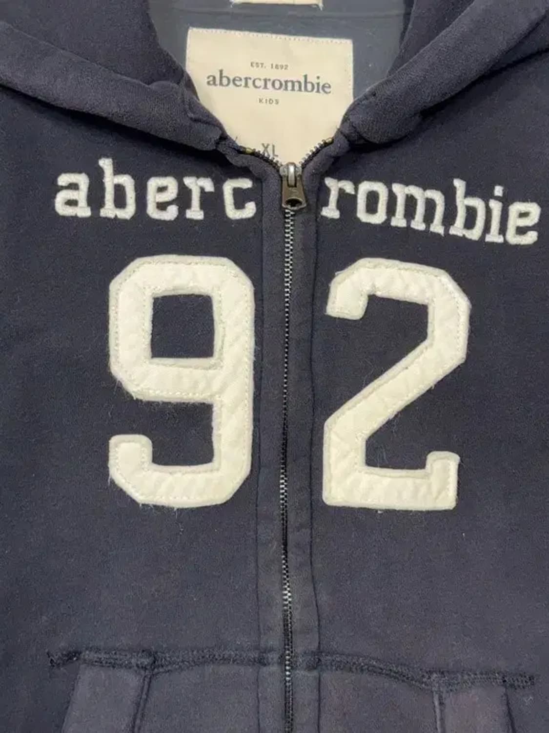 아베크롬비 스펠 로고 Y2K 네이비 후드 집업 XL 상품이미지7