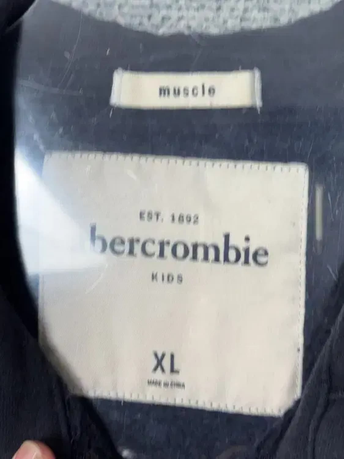 아베크롬비 스펠 로고 Y2K 네이비 후드 집업 XL 상품이미지8