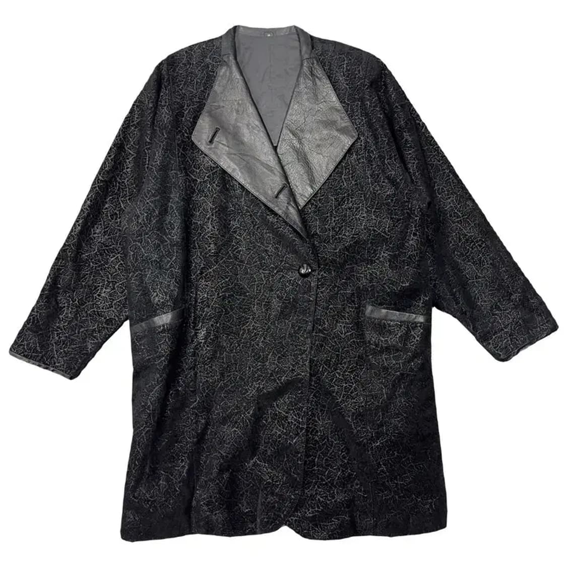 재팬 빈티지 레더 포인트 오버핏 원버튼 코트 M 상품이미지1