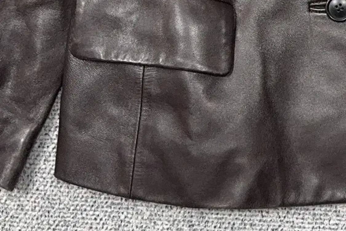 여성 빈티지 쉽스킨 브라운 양가죽 버튼 자켓 66 상품이미지6