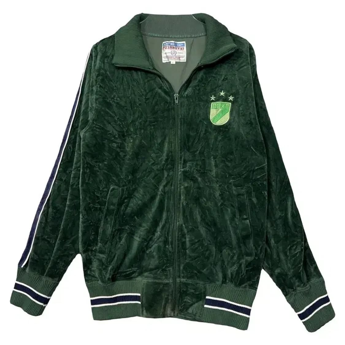POSHBOYXF 그린 재팬 빈티지 벨벳 트랙탑 집업 저지 L 상품이미지1