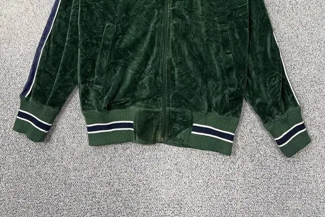 POSHBOYXF 그린 재팬 빈티지 벨벳 트랙탑 집업 저지 L 상품이미지4