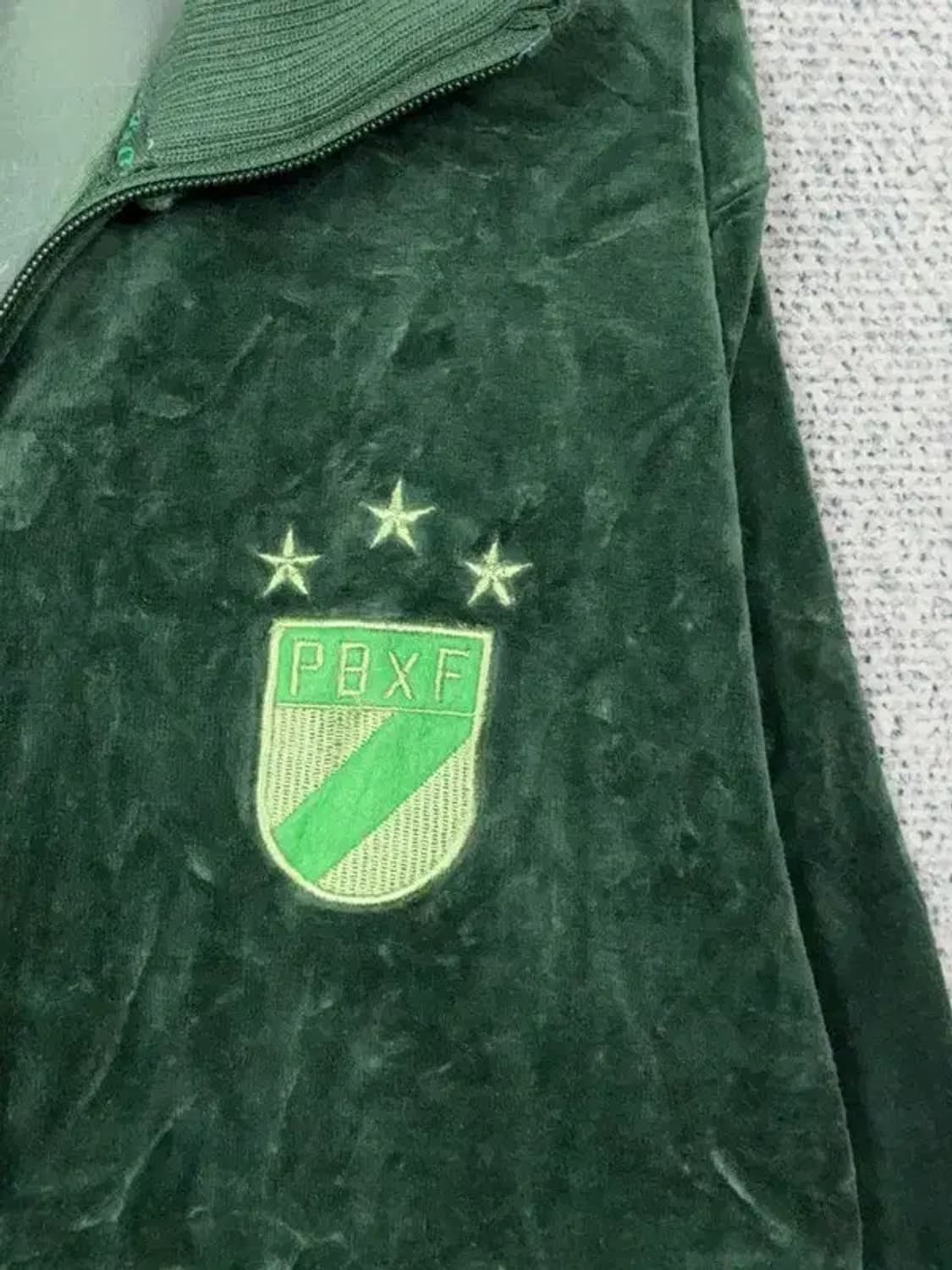 POSHBOYXF 그린 재팬 빈티지 벨벳 트랙탑 집업 저지 L 상품이미지5