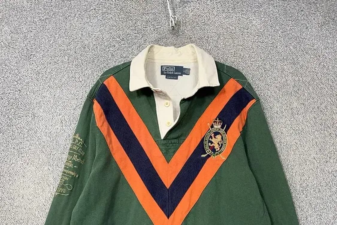 폴로 빈티지 금장 자수 그린 럭비 카라티 L 상품이미지3