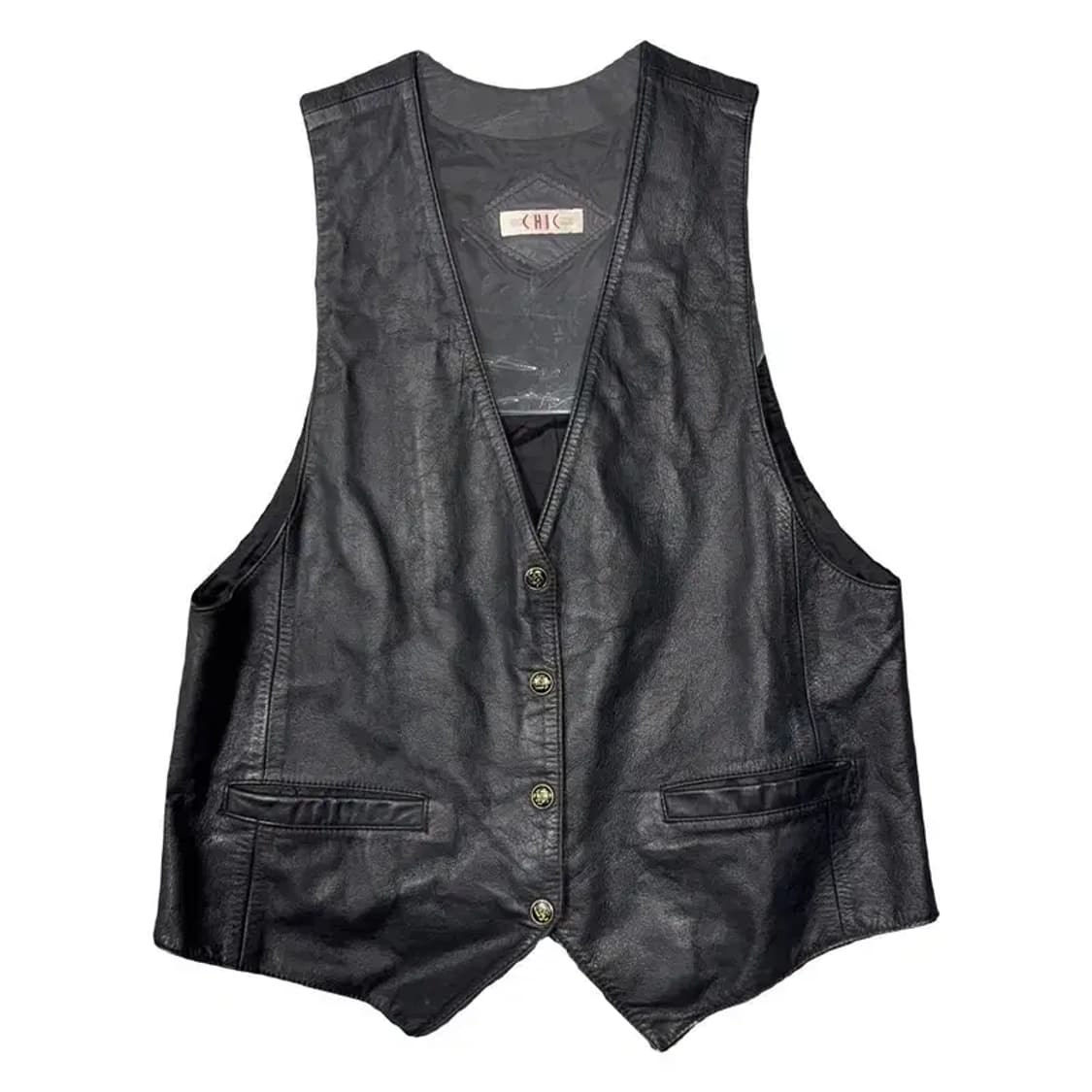 빈티지 블랙 소가죽 양장 조끼 95 상품이미지1