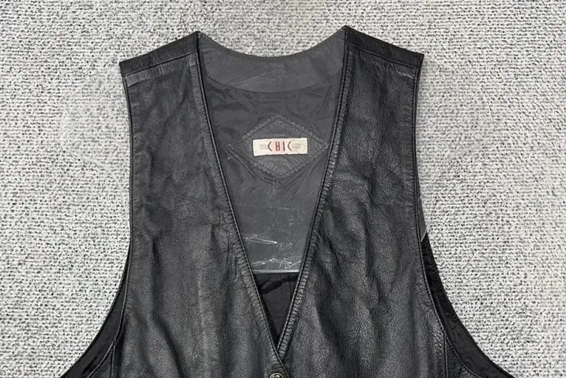 빈티지 블랙 소가죽 양장 조끼 95 상품이미지3