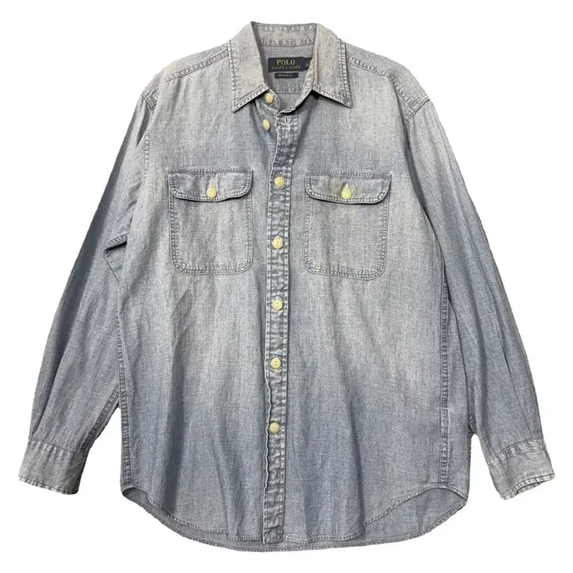 폴로 릴렉스핏 빈티지 백프린팅 워싱 데님 셔츠 S 상품이미지2