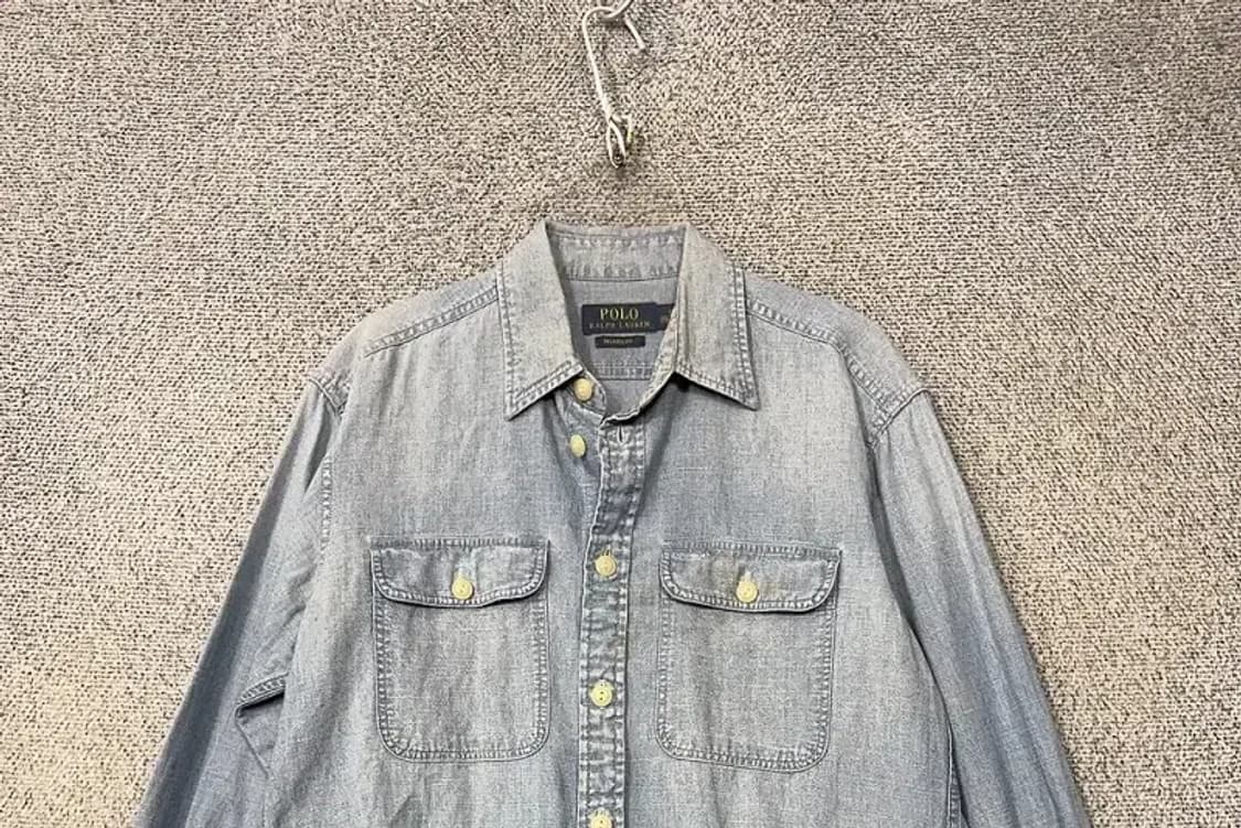 폴로 릴렉스핏 빈티지 백프린팅 워싱 데님 셔츠 S 상품이미지3