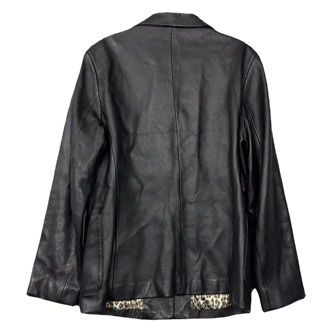 블랙 여성 빈티지 양가죽 원버튼 블레이저 77 상품이미지2