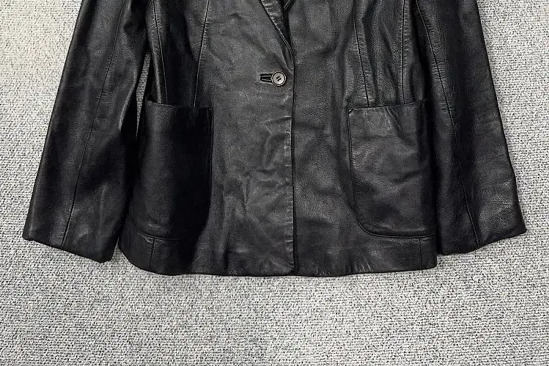 블랙 여성 빈티지 양가죽 원버튼 블레이저 77 상품이미지4