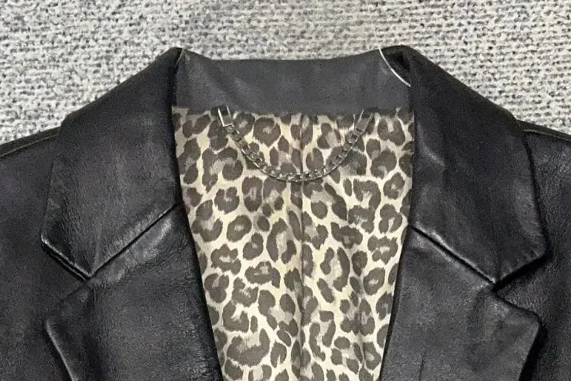 블랙 여성 빈티지 양가죽 원버튼 블레이저 77 상품이미지5