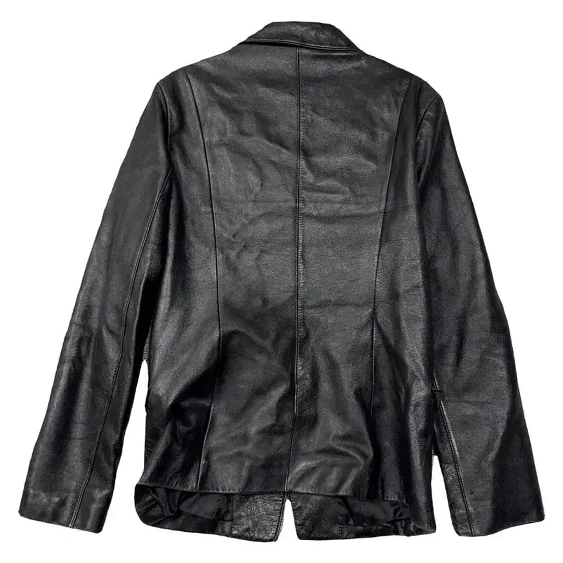 블랙 빈티지 여성 가죽 투버튼 블레이저 M 상품이미지2