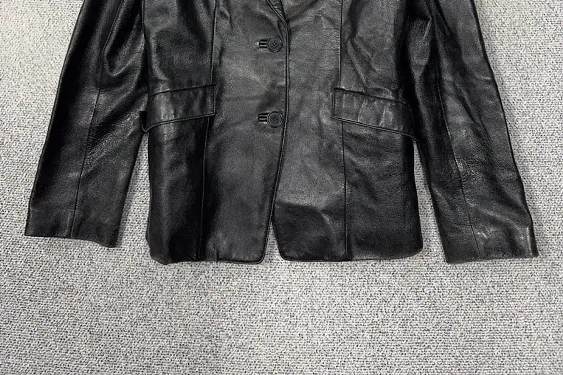 블랙 빈티지 여성 가죽 투버튼 블레이저 M 상품이미지4