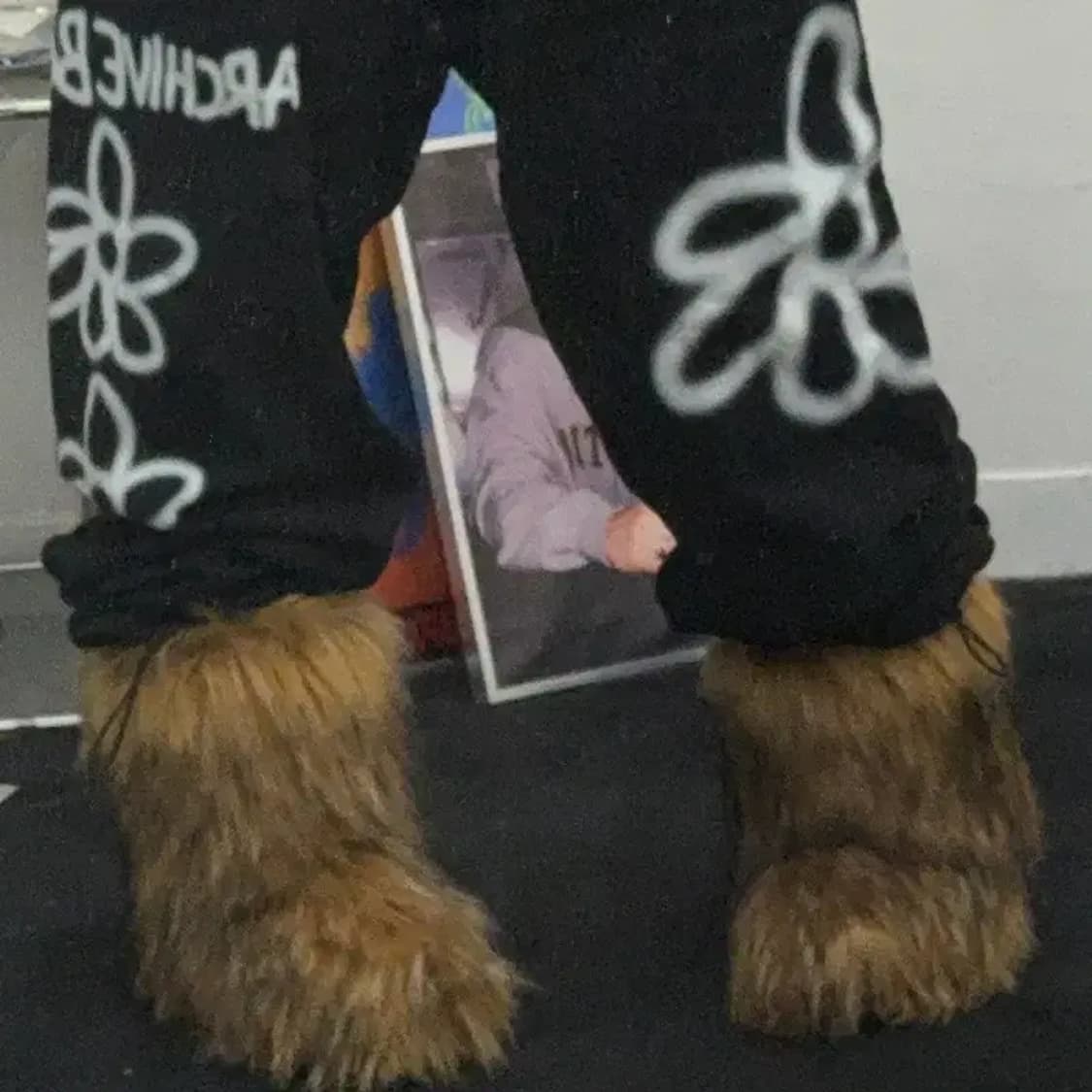 아카이브 볼드 프린팅 블랙 밴딩 팬츠 L 상품이미지5