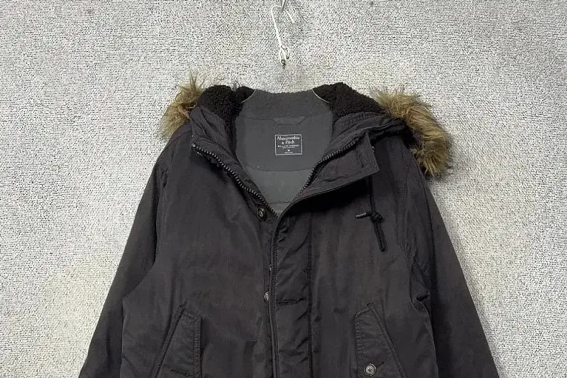 아베크롬비 블랙 후드 퍼 파카 패딩 M 상품이미지3
