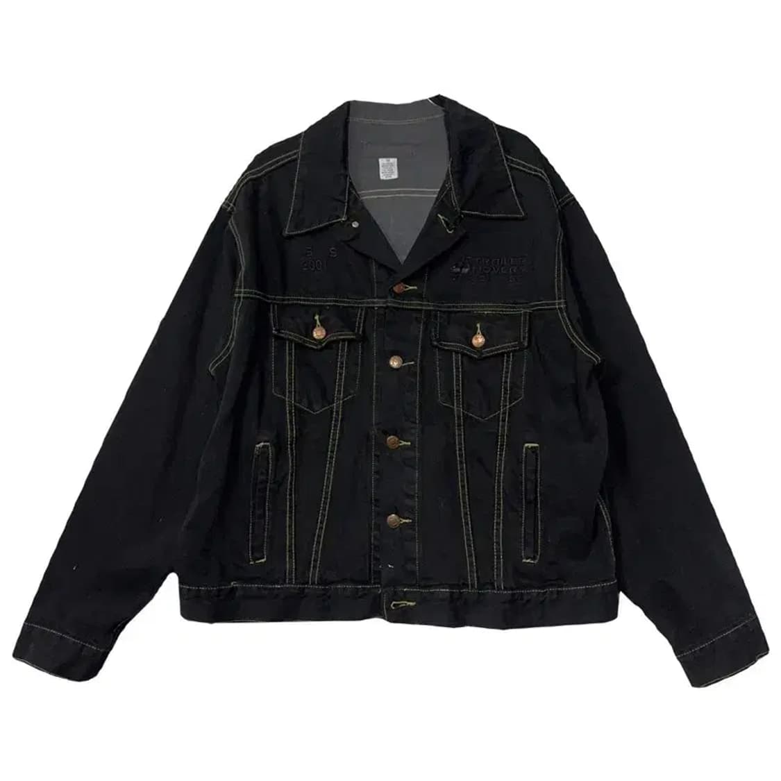 빈티지 블랙 스티치 데님 자켓 M 상품이미지1