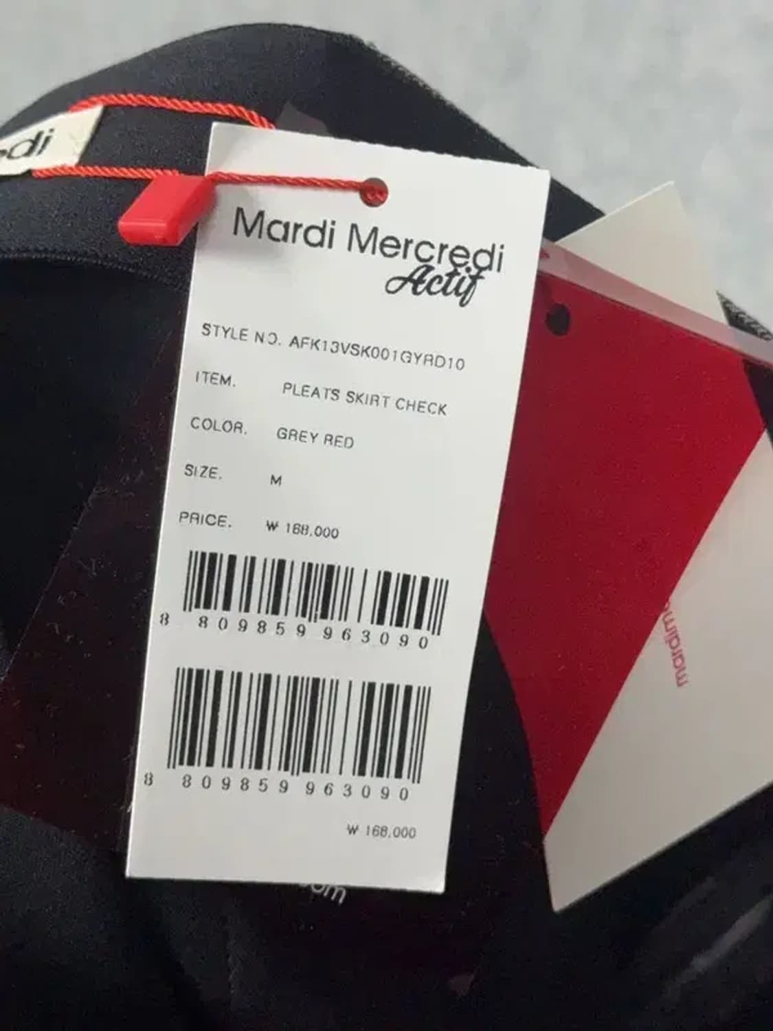 [새상품]마르디 메르크디 체크 그레이 미니스커트 M 상품이미지9