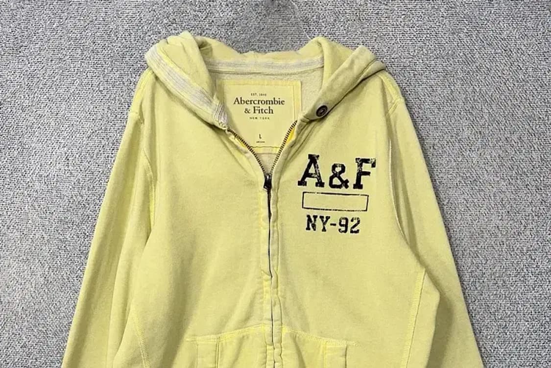 아베크롬비 y2k 자수 로고 옐로우 후드 집업 L 상품이미지3