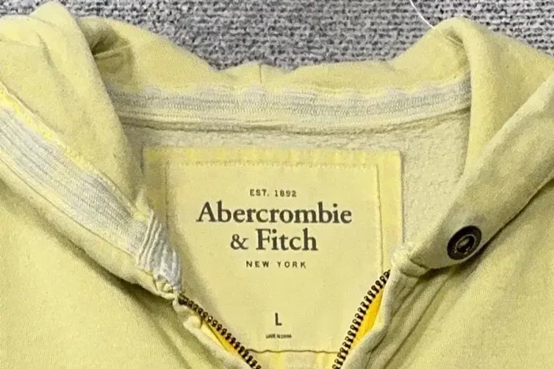 아베크롬비 y2k 자수 로고 옐로우 후드 집업 L 상품이미지5