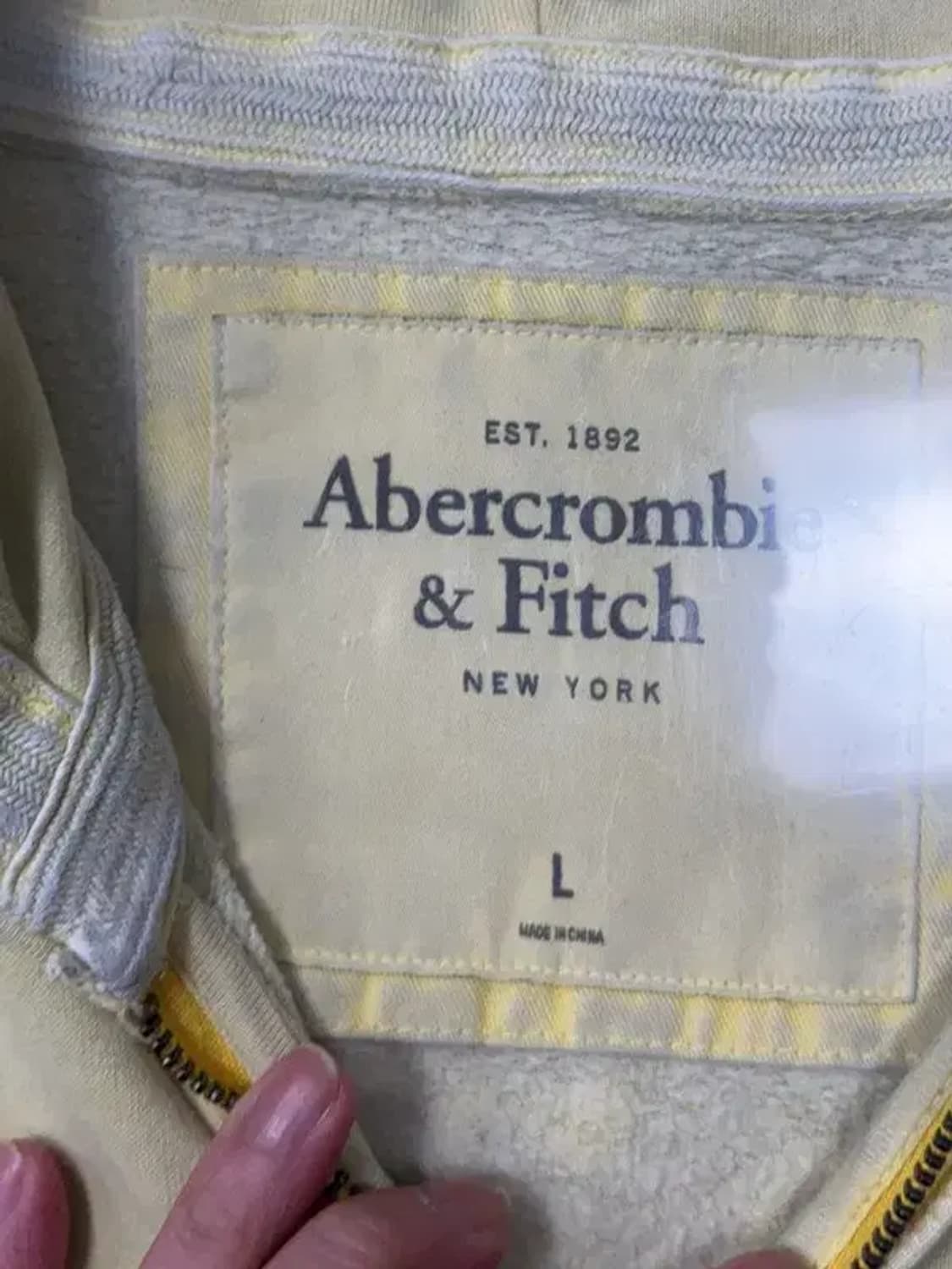 아베크롬비 y2k 자수 로고 옐로우 후드 집업 L 상품이미지8