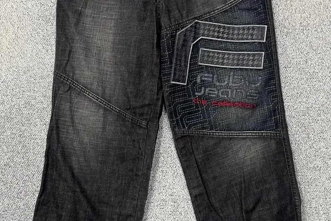 푸부 Y2K 흑청 워싱 디테일 데님팬츠 76 상품이미지4