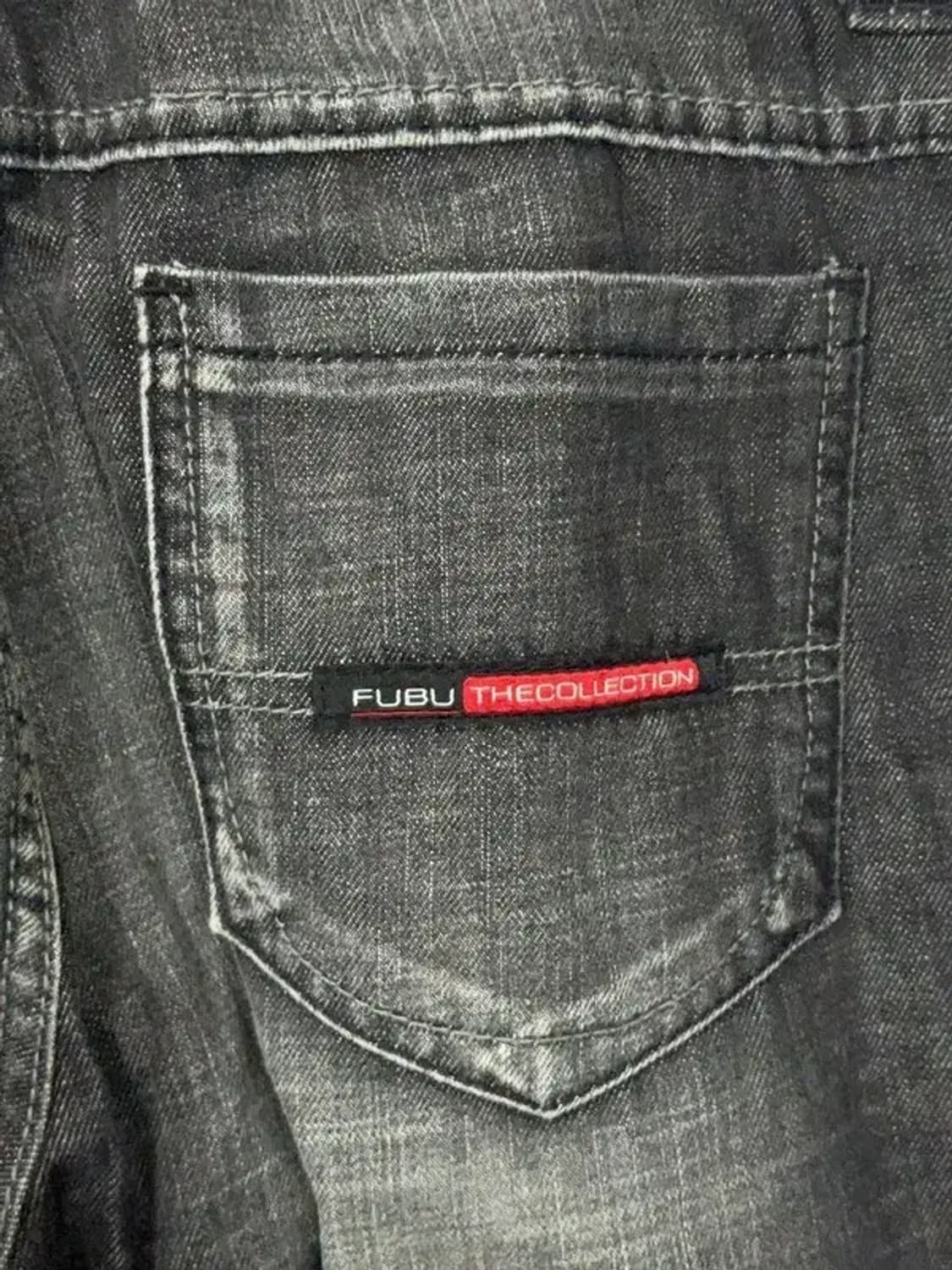 푸부 Y2K 흑청 워싱 디테일 데님팬츠 76 상품이미지9