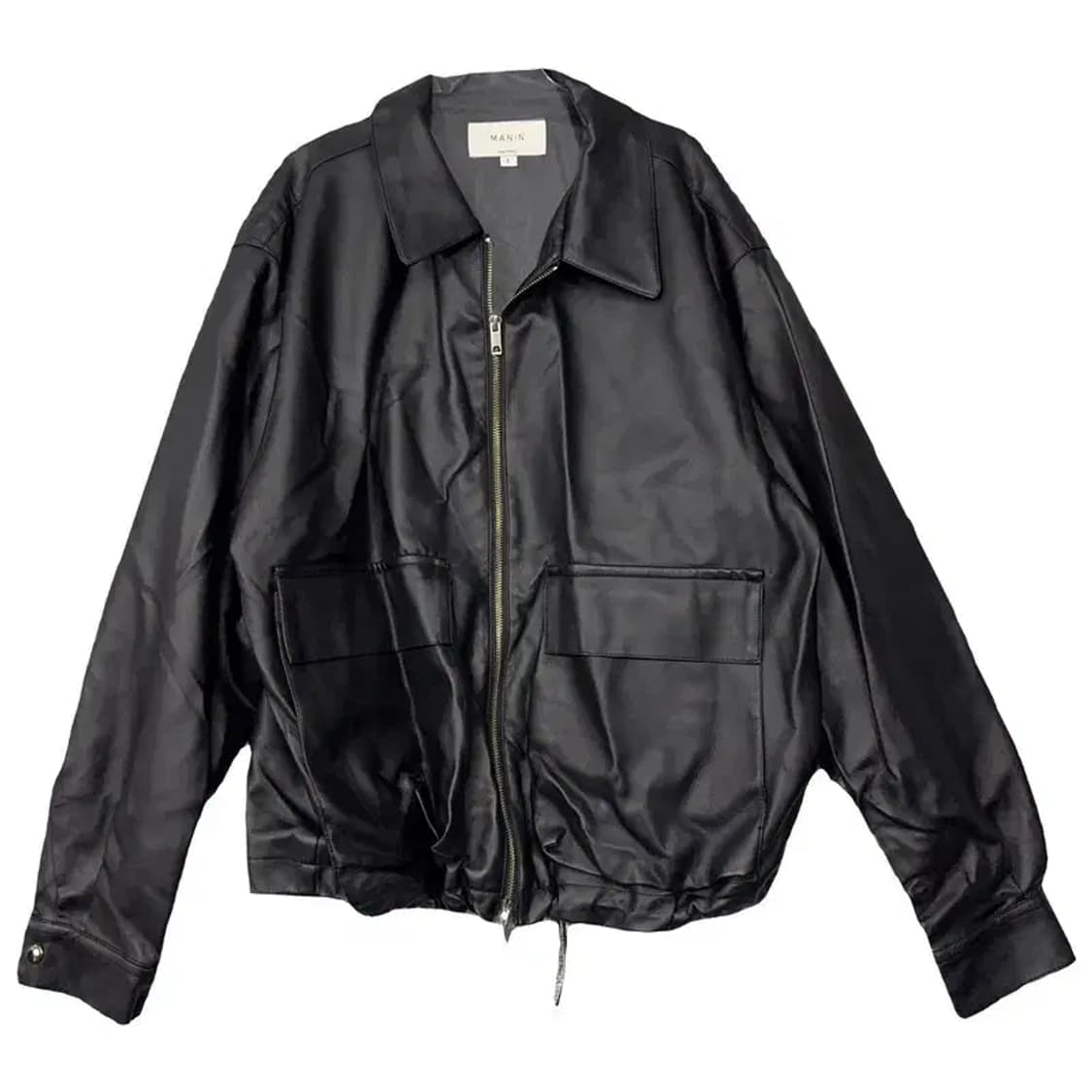 빈티지 포켓 카라 레더 집업 자켓 L 상품이미지1