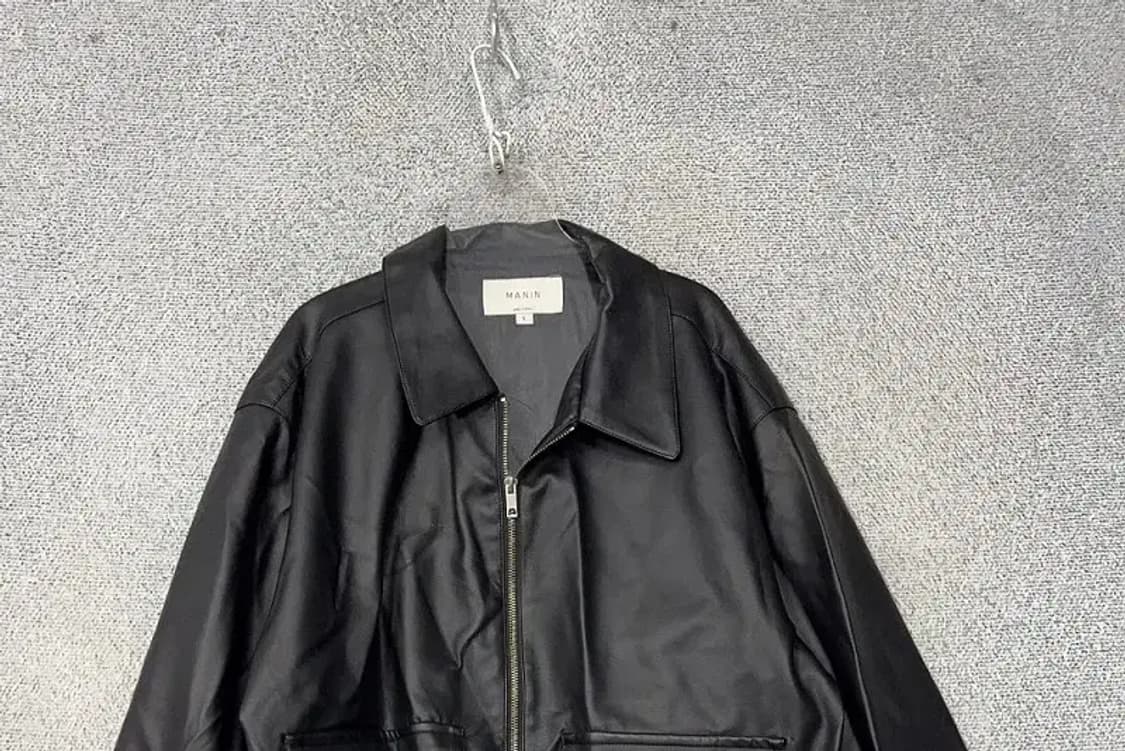 빈티지 포켓 카라 레더 집업 자켓 L 상품이미지3