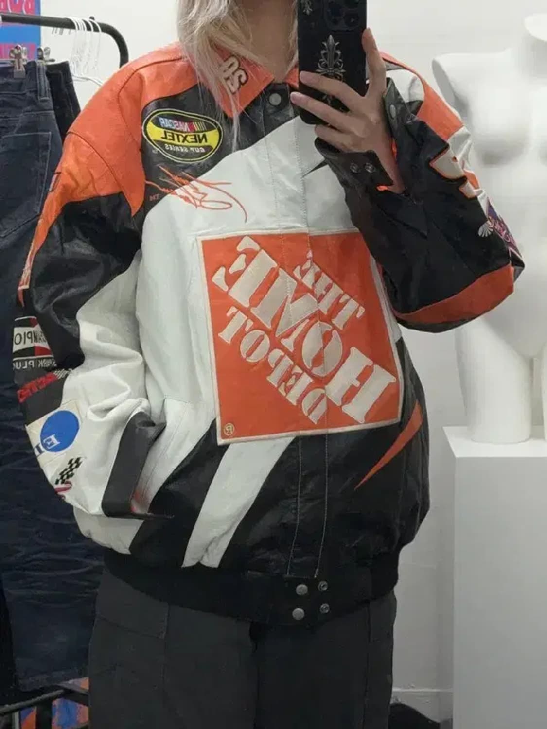 프린팅 오렌지 패치 라이더 자켓 상품이미지1