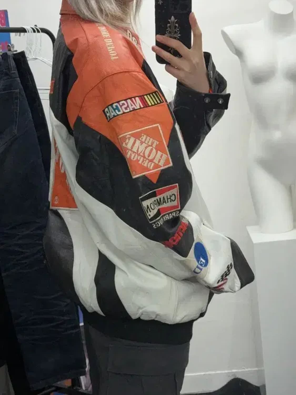 프린팅 오렌지 패치 라이더 자켓 상품이미지3