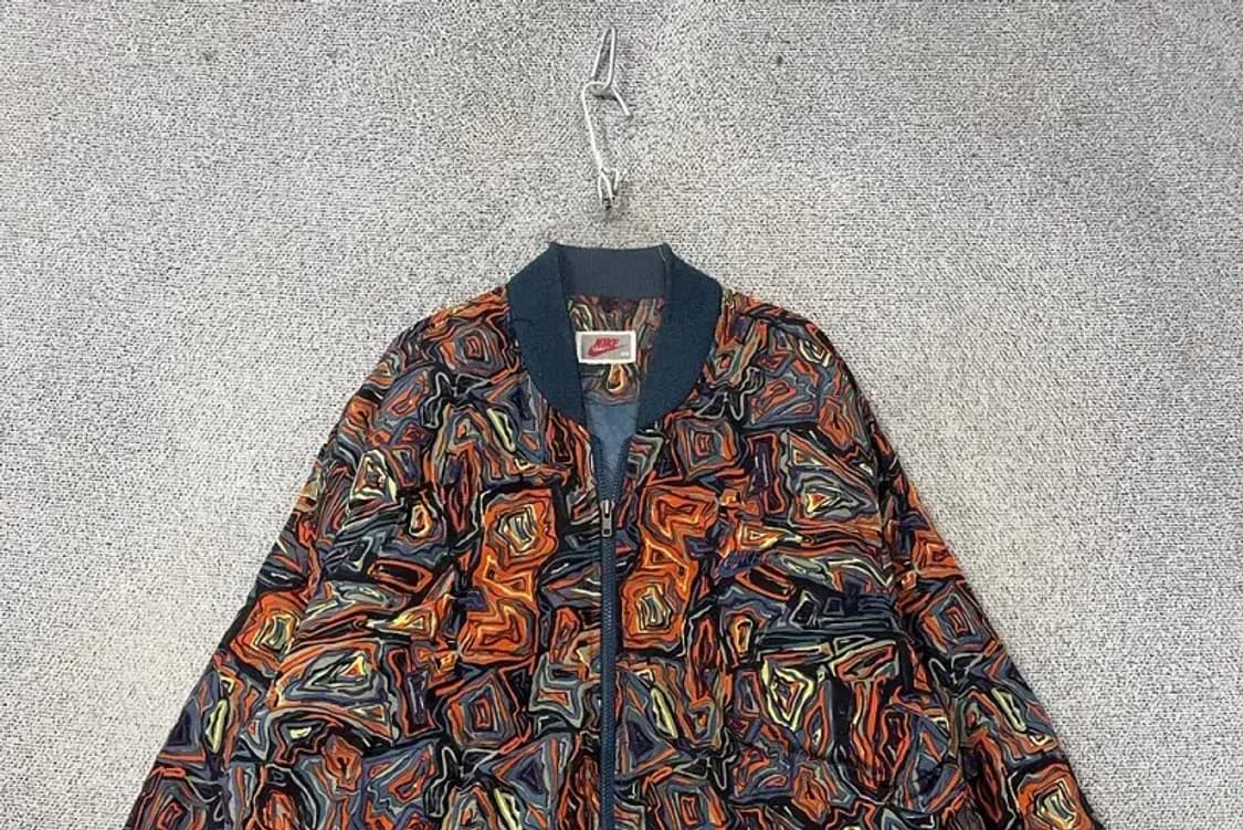 나이키 90s 올드스쿨 기하학 패턴 덕다운 오버 사이즈 블루종 패딩105 상품이미지3