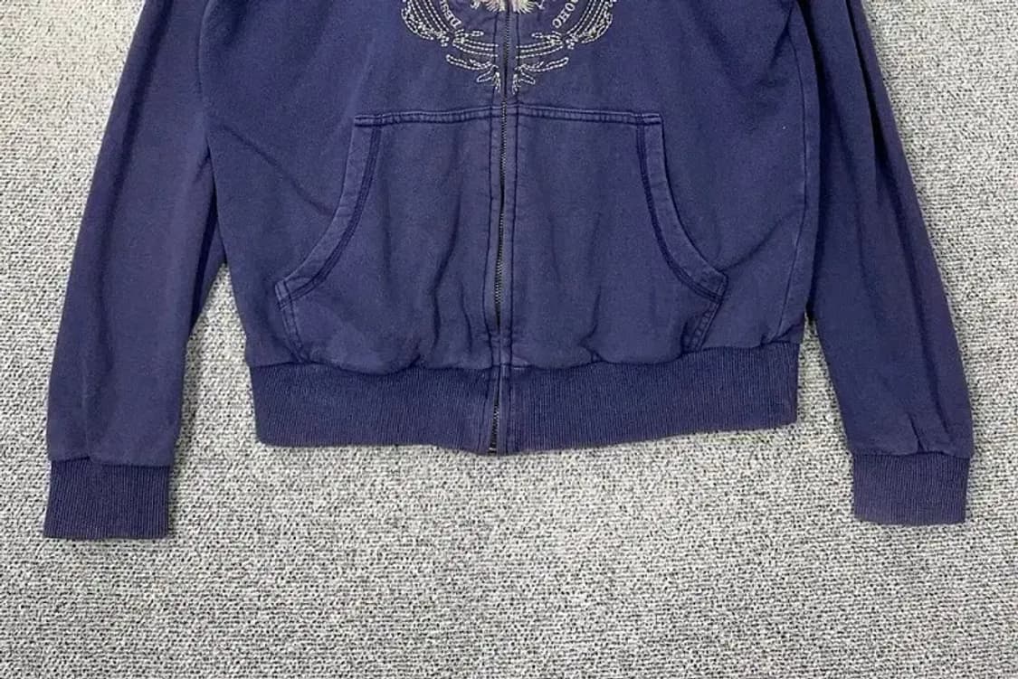 DOHC 빈티지 Y2K 프린팅 네이비 양털 후드 집업 M 상품이미지4