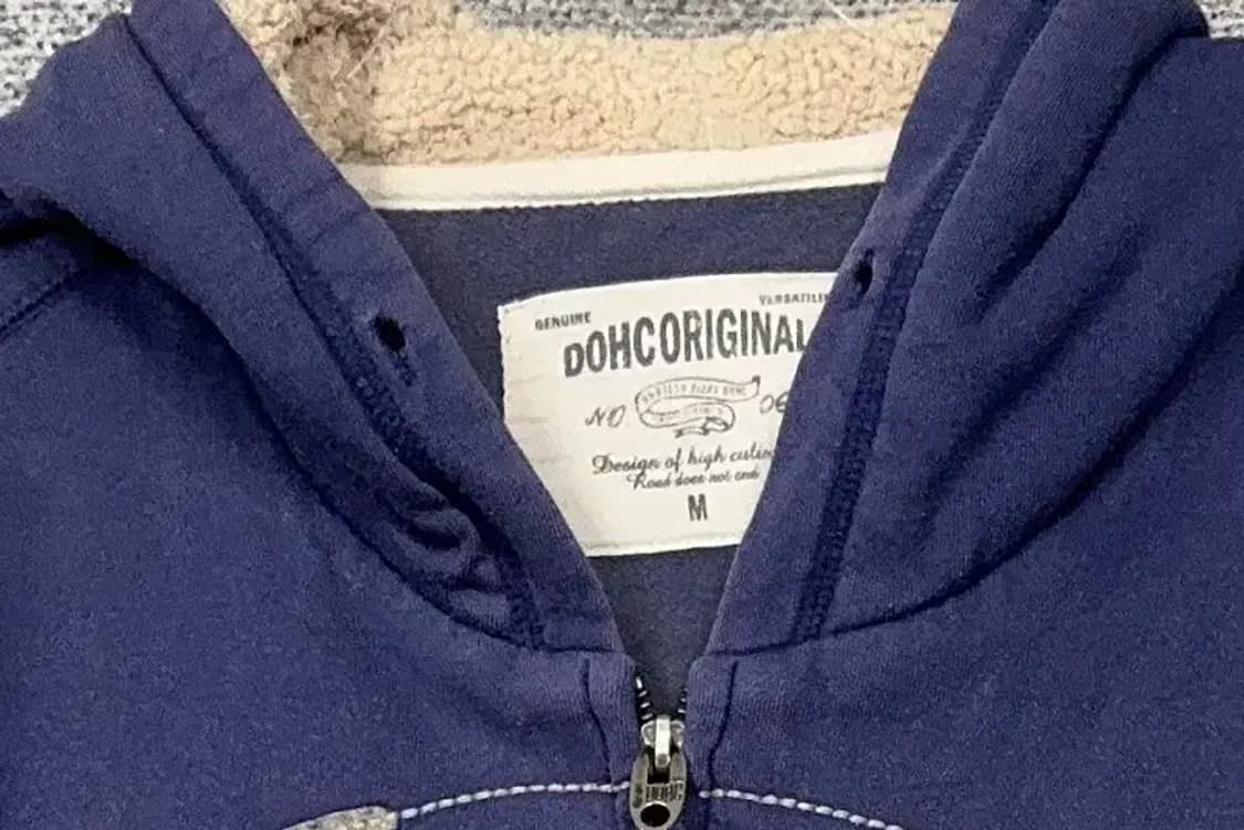 DOHC 빈티지 Y2K 프린팅 네이비 양털 후드 집업 M 상품이미지5