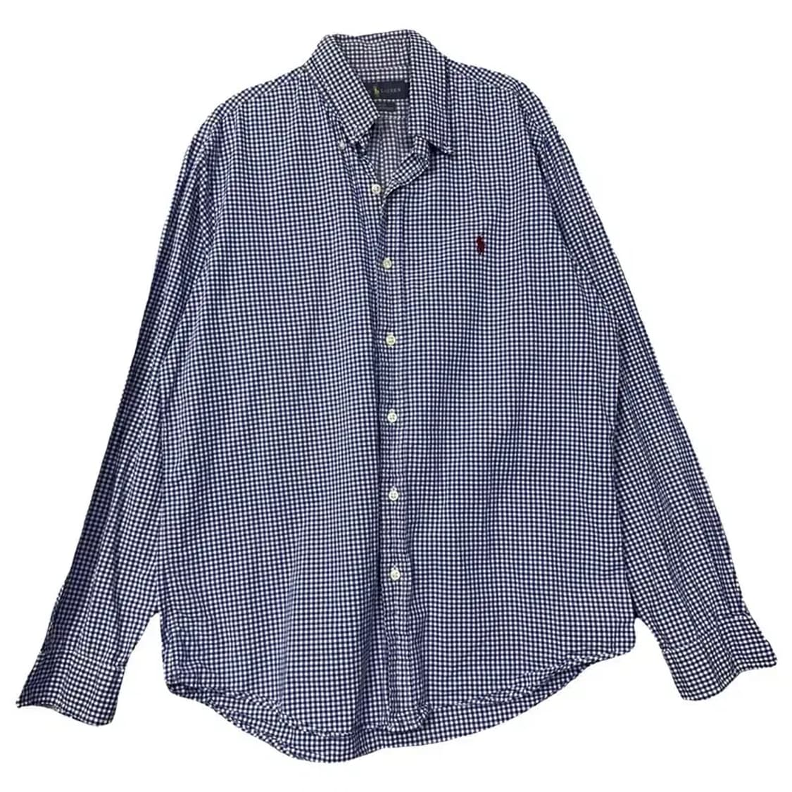 폴로 클래식 핏 체크 네이비 셔츠 M 상품이미지1
