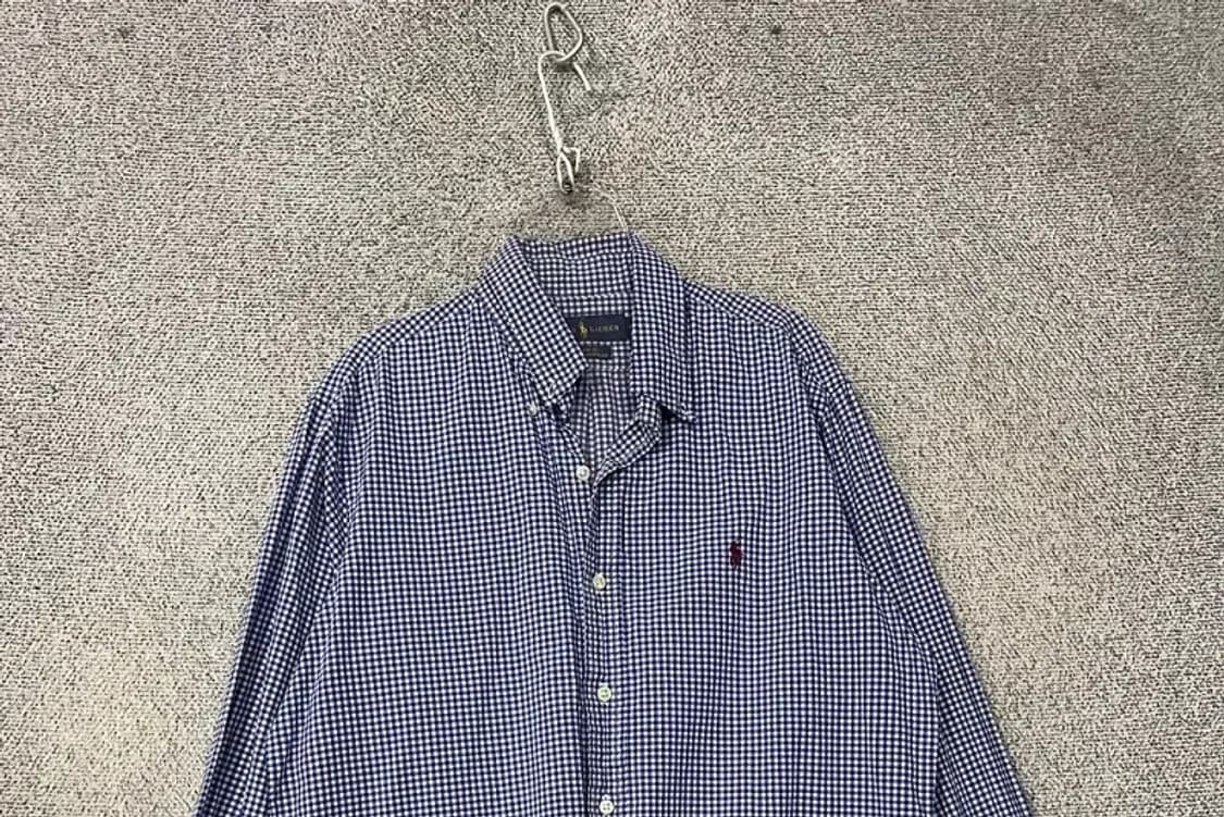 폴로 클래식 핏 체크 네이비 셔츠 M 상품이미지3