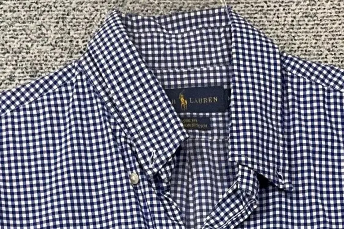 폴로 클래식 핏 체크 네이비 셔츠 M 상품이미지5