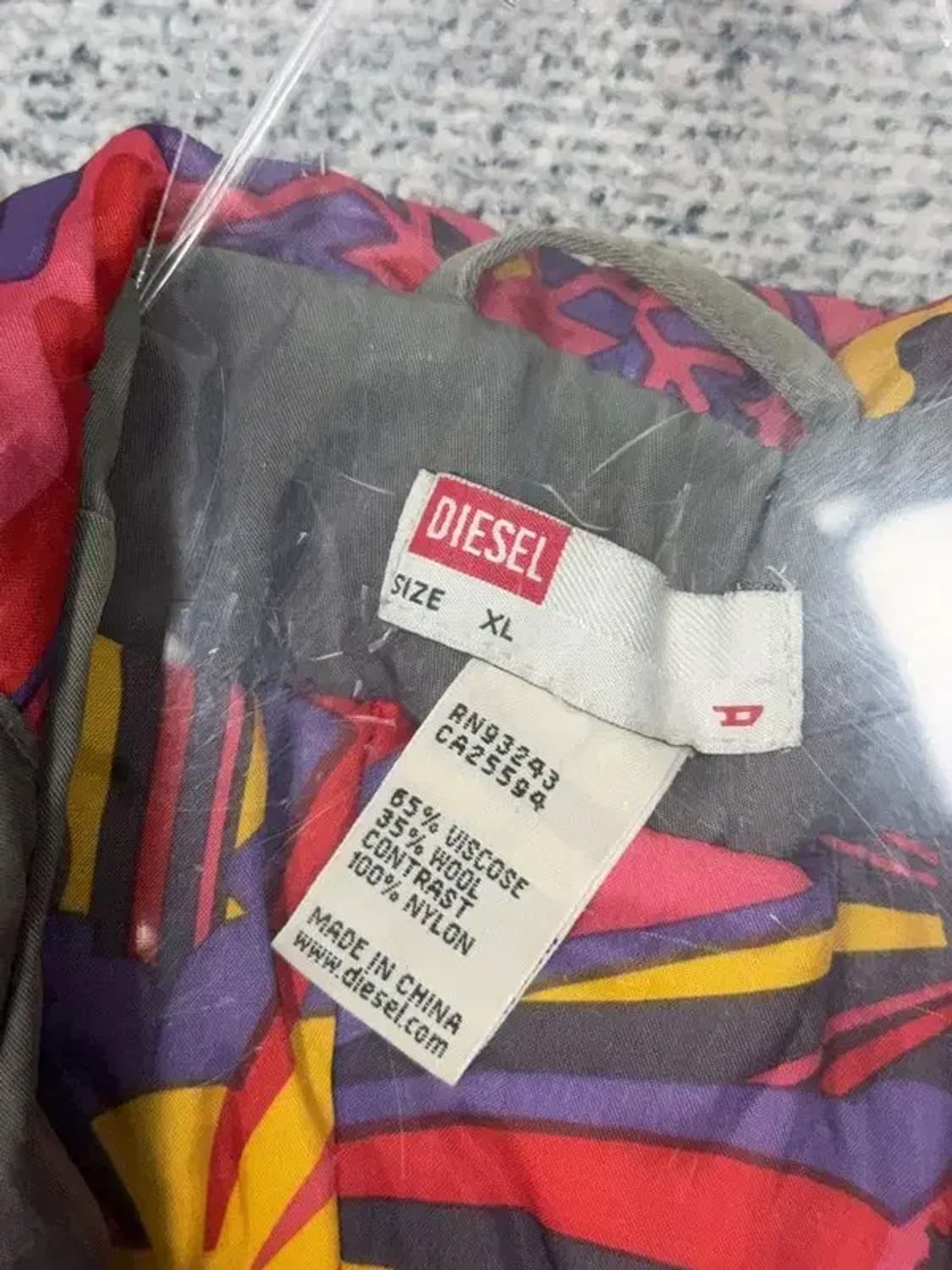 디젤 블랙 여성 Y2K 스펠 로고 울 후드 코트 XL 상품이미지7