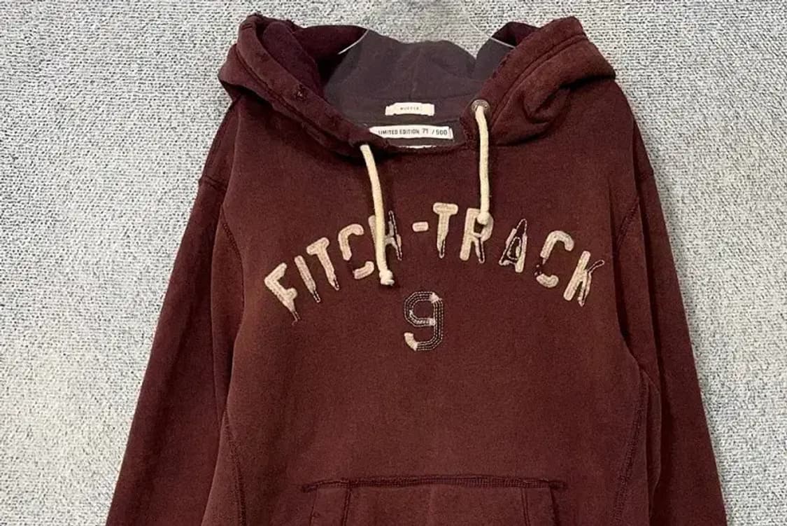 아베크롬비 버건디 빈티지 로고 후드티 L 상품이미지3