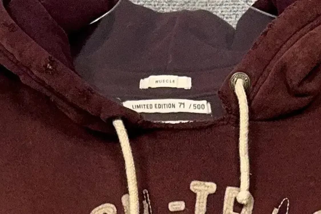 아베크롬비 버건디 빈티지 로고 후드티 L 상품이미지5