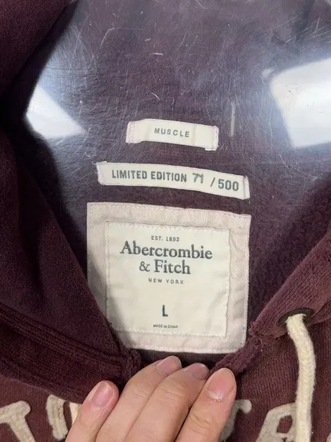 아베크롬비 버건디 빈티지 로고 후드티 L 상품이미지7