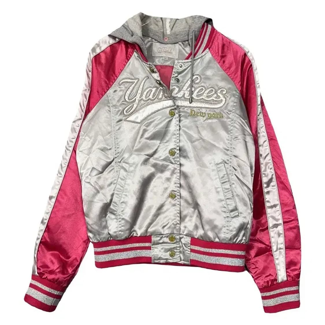 MLB 실버 핑크 Y2K 양키즈 스타디움 자켓 90 상품이미지1